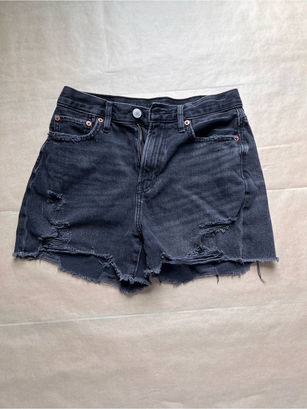 American Eagle Outfitters Black Distressed Denim Shorts